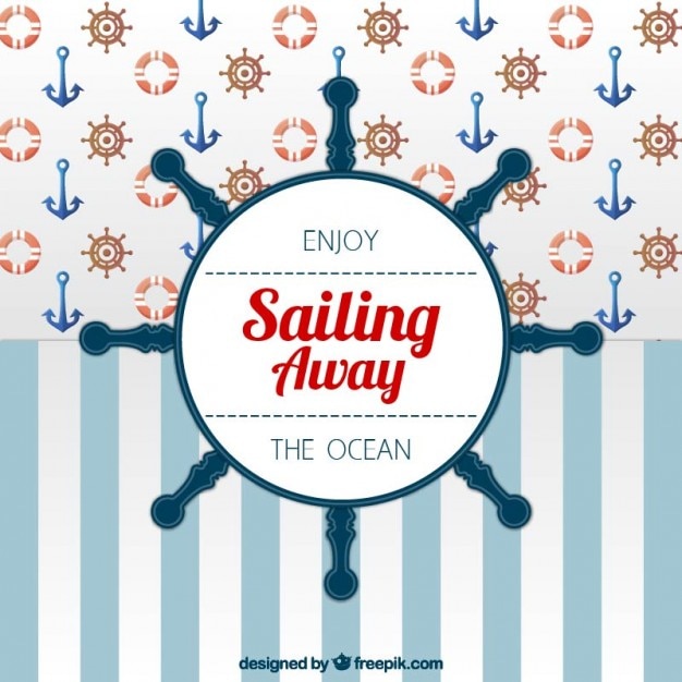 Free vector sailor background with a rudder