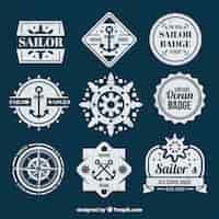 Free vector sailor badges collection