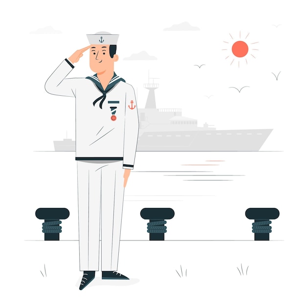 Бесплатное векторное изображение Иллюстрация концепции моряка