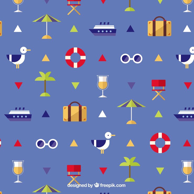 Free Vector sailor pattern of summer trip in flat design