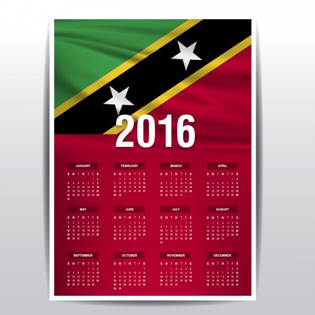 Free Vector | Saint kitts and nevis calendar of 2016