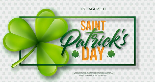 Saint Patrick's Day Design with Clover Leaf on White Background.