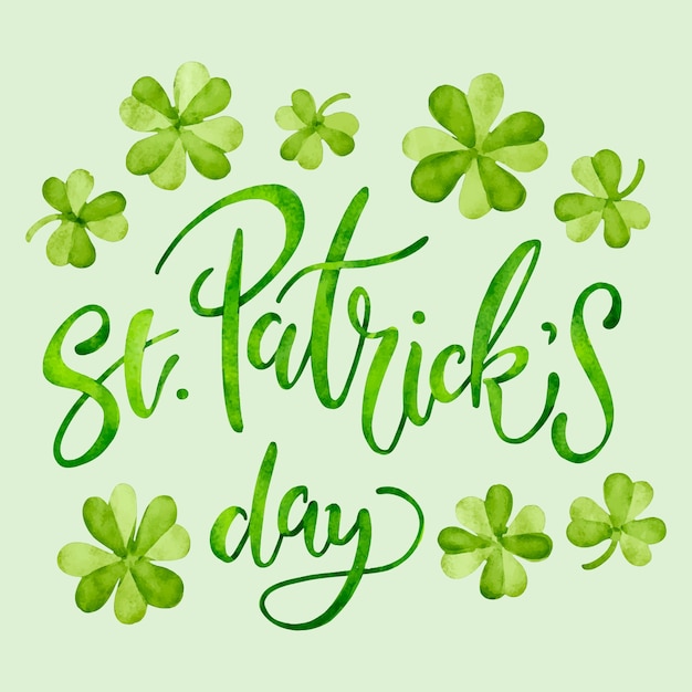 Free vector saint patrick's day lettering with clover