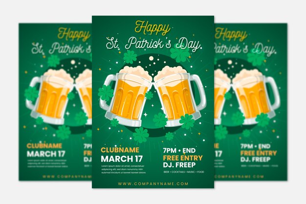 Saint patrick's day poster template with beer