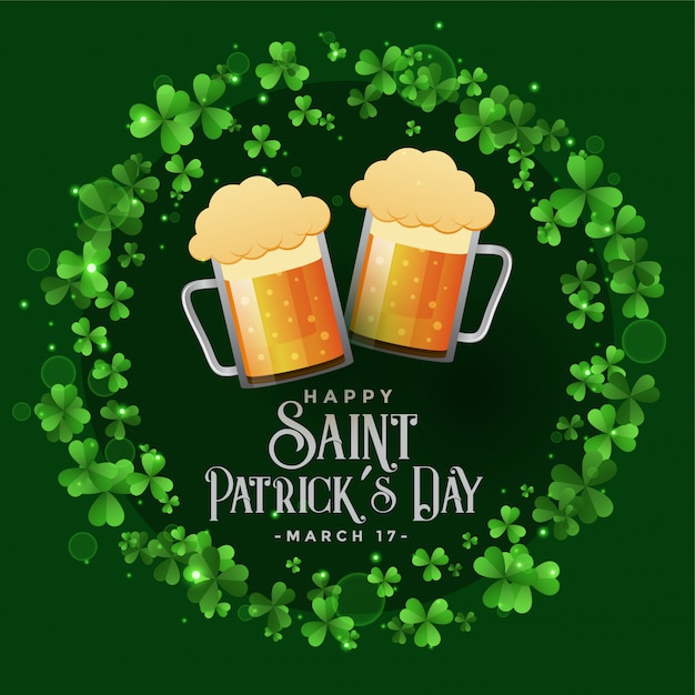 Saint patricks celebration patry with beer mugs background