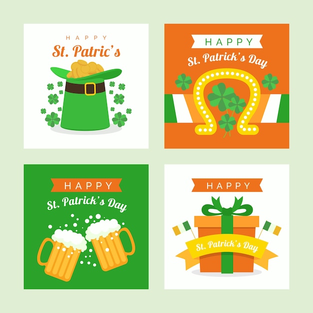 Free vector saint patricks'day instagram post collection