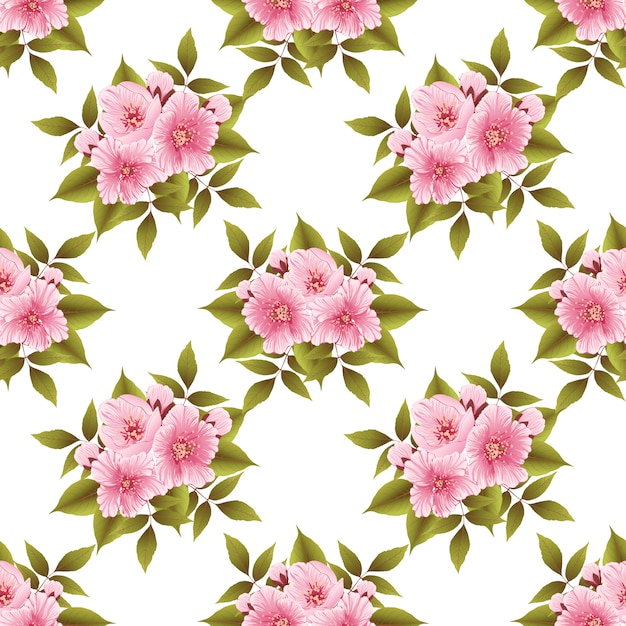 Free vector sakura flower seamless pattern