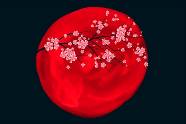 sakura tree flowers japanese traditional background