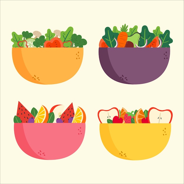 Salad and fruit bowls
