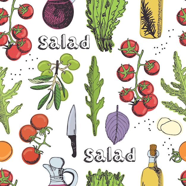 Free vector salad seamless background