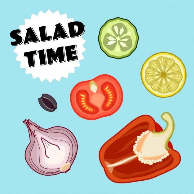 Бесплатное векторное изображение Время салат ингредиенты