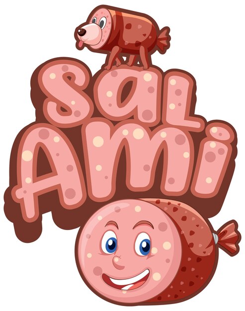 Salami logo text design with salami character