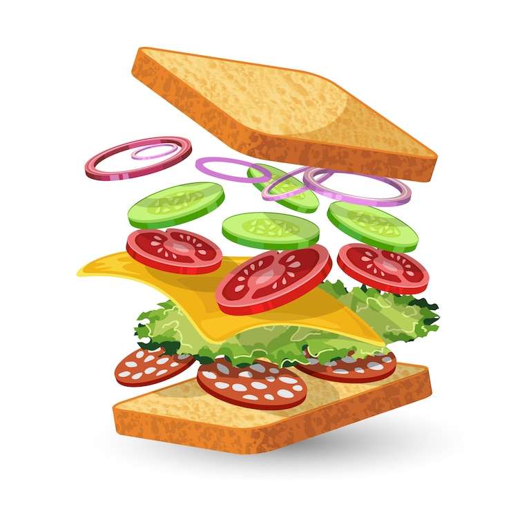 Free Vector salami sandwich ingredients