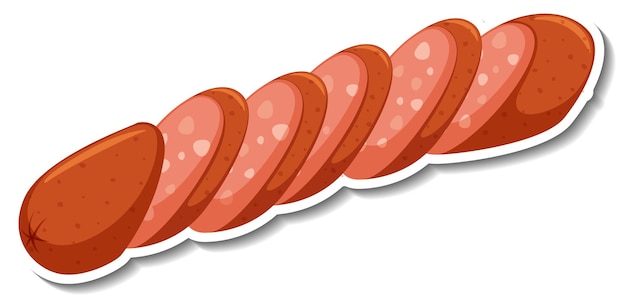 Salami sausage sticker on white background