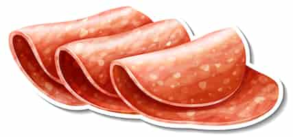 Vettore gratuito adesivo fette di salame su sfondo bianco