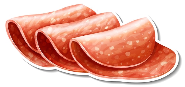 Salami slices sticker on white background