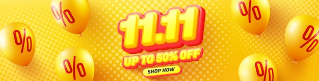 Sale 50% off poster or flyer design for retail,shopping or promotion in yellow and red style