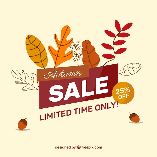 Free vector sale background with autumn leaves