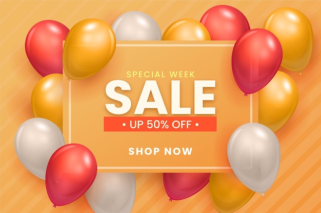 Sale background with balloons theme