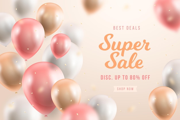 Sale background with balloons