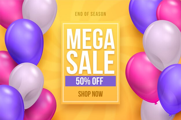 Sale background with balloons