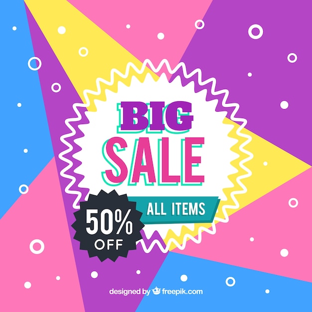 Free vector sale background with colorful shapes