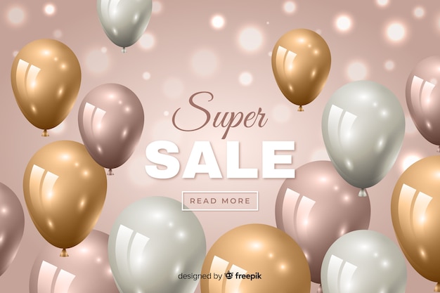 Sale background with realistic balloons