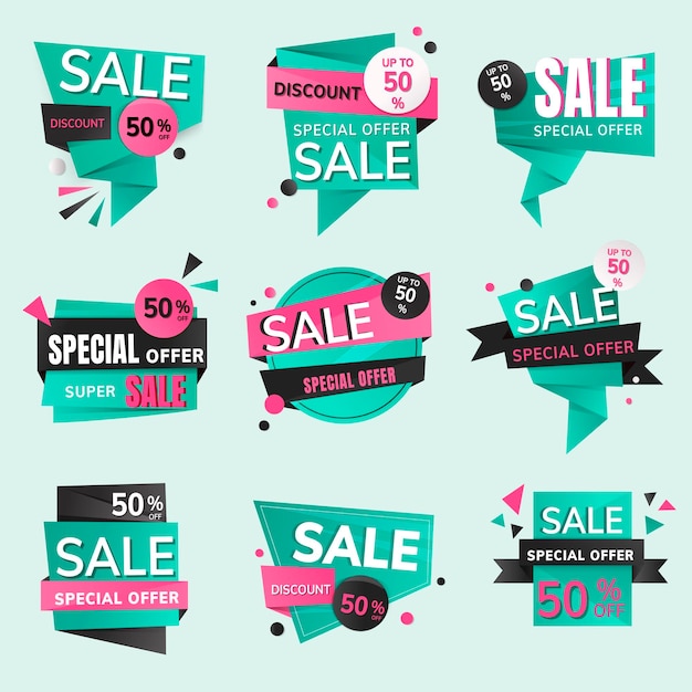 Sale badge sticker, vector shopping clipart collection