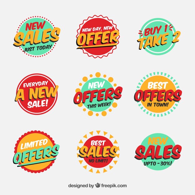 Sale badges with colorful design