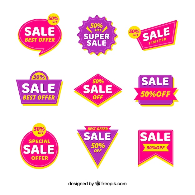 Sale badges with colorful style