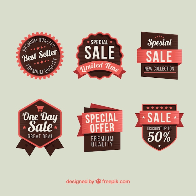 Free vector sale badges with elegant style