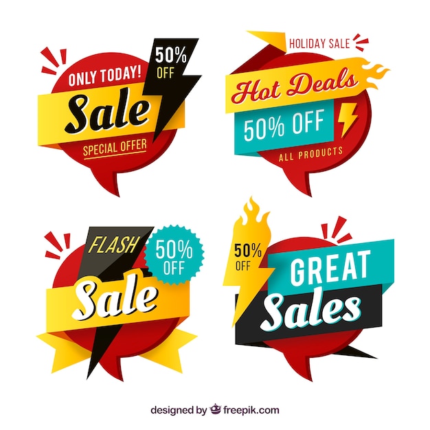 Sale badges with flat design