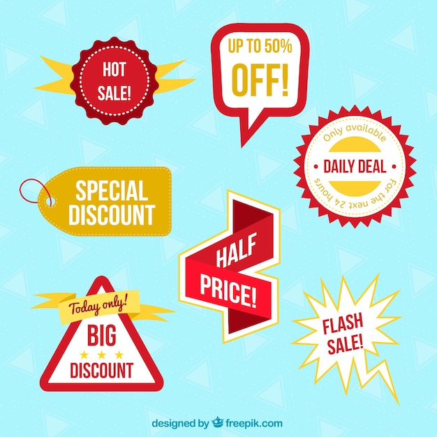 Free vector sale badges with flat design