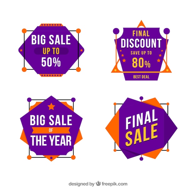 Free vector sale badges with modern design