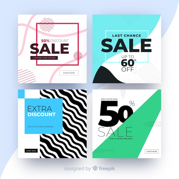 Free vector sale banner collection for social media