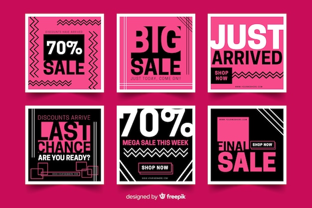 Free vector sale banner collection for social media