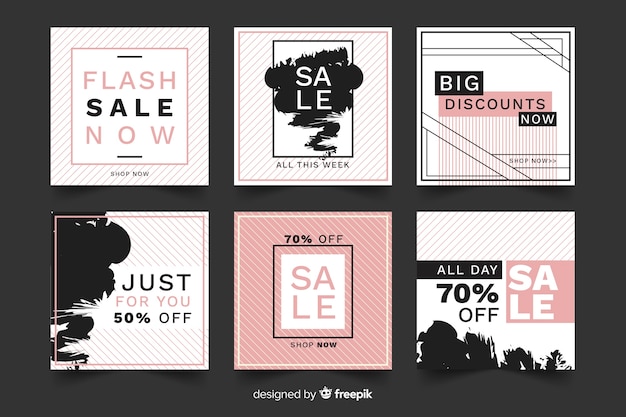 Free vector sale banner collection for social media