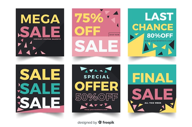 Free vector sale banner collection for social media