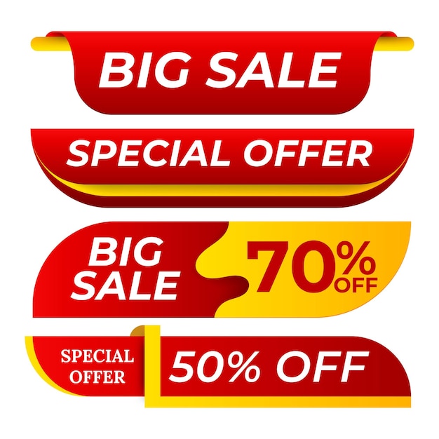 Sale banner collection vector. website stickers, color web page design. advertising element. shopping backgrounds. isolated illustration