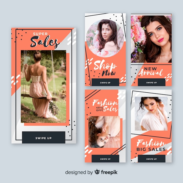 Sale banner collection with photo