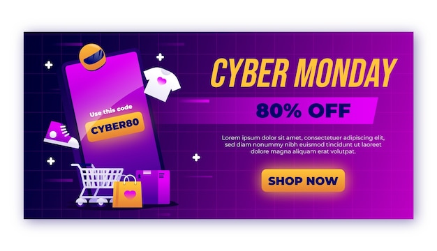 Free vector sale banner template for cyber monday