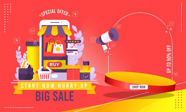 Sale banner template design Big sale special up to 50 off Super Sale end of season special offer banner vector illustration