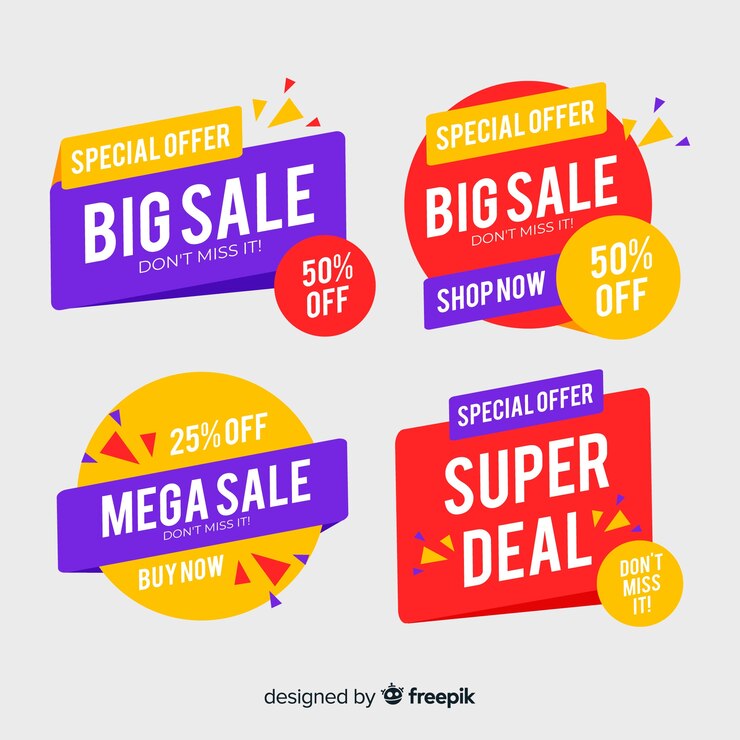 Free Vector sale banner template, mega deal discount offer