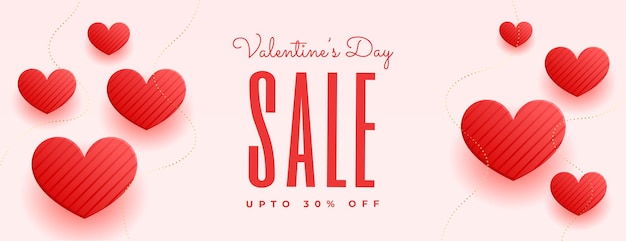 Sale banner for valentines day celebration with lovely hearts