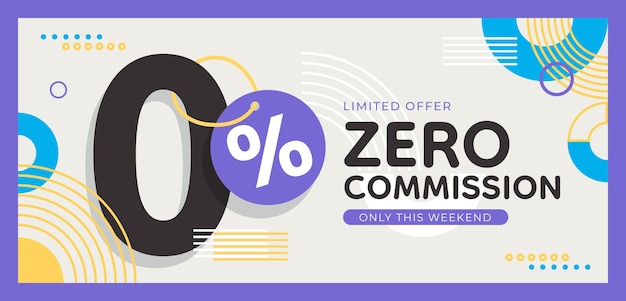 Free vector sale banner zero commission template design