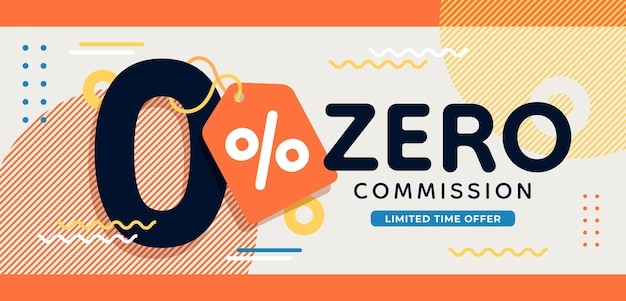 Vettore gratuito progettazione del modello di vendita banner zero commissioni