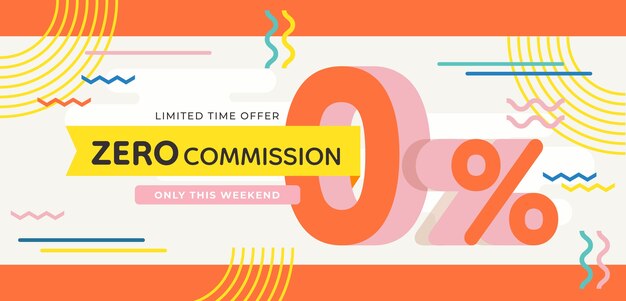 Sale banner zero commission template design