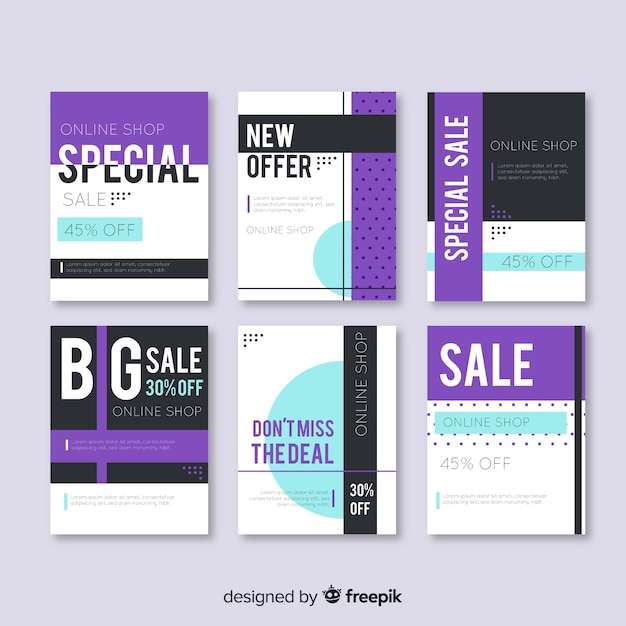 Free vector sale banners collection for social media