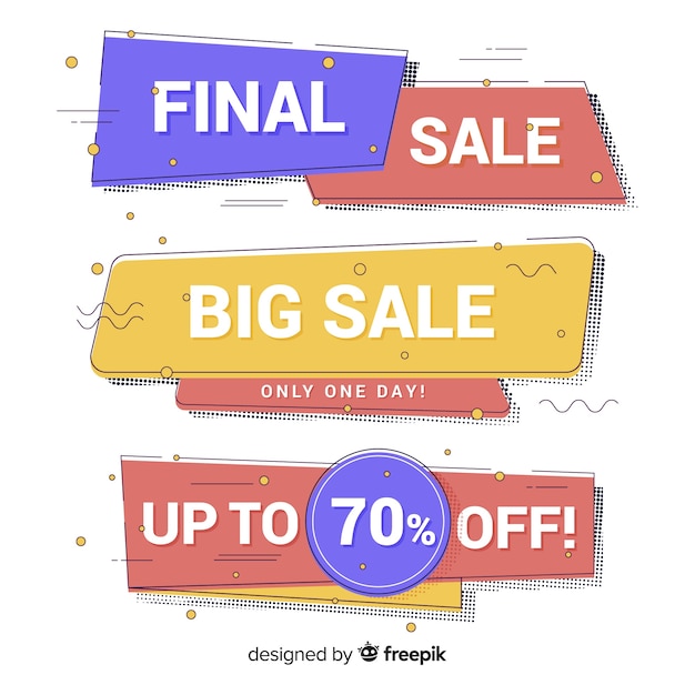 Free vector sale banners in memphis style