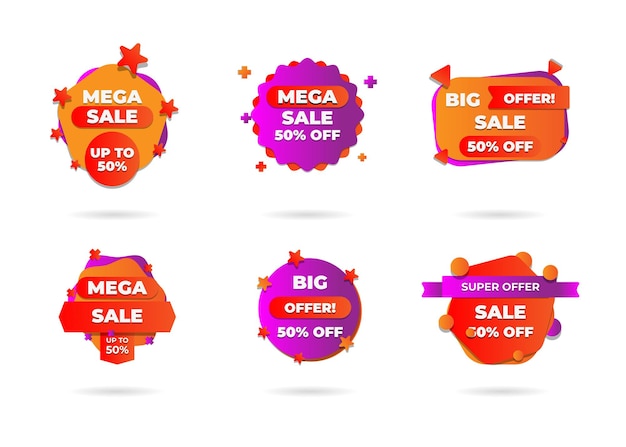 Free vector sale banners and price tag labels, selling card and discount sticker.